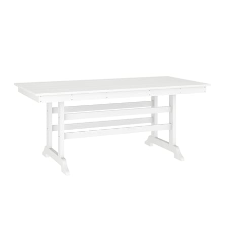 Flash Furniture Abraham Indoor/Outdoor 72-in Rectangle Recycled HDPE Adirondack Dining Table for 6 in White LE-HMP-158-01-WHT-GG